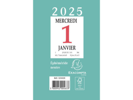 EXACOMPTA Bloc éphémeride neutre, 65 x 97 mm, 2027