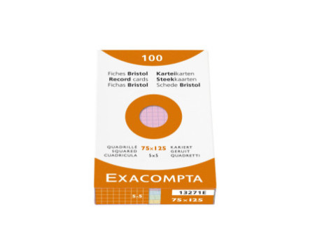 EXACOMPTA Fiches bristol, 75 x 125 mm, quadrillé, assorti