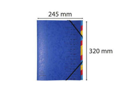 EXACOMPTA Trieur, A4, carton, 12 compartiments, assorti