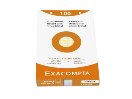 EXACOMPTA Fiche bristol, 125 x 200 mm, quadrillé, assorti