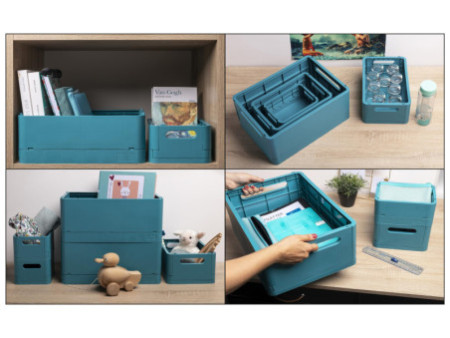 EXACOMPTA Boîte de rangement Smart Case Mini, bleu pacifique
