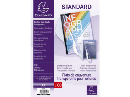 EXACOMPTA Plats de couverture, A4, PVC, 0,20 mm, transparent