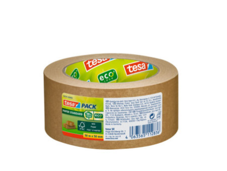 tesapack Ruban adhésif d'emballage PAPER ecoLogo, 50mm x 50m