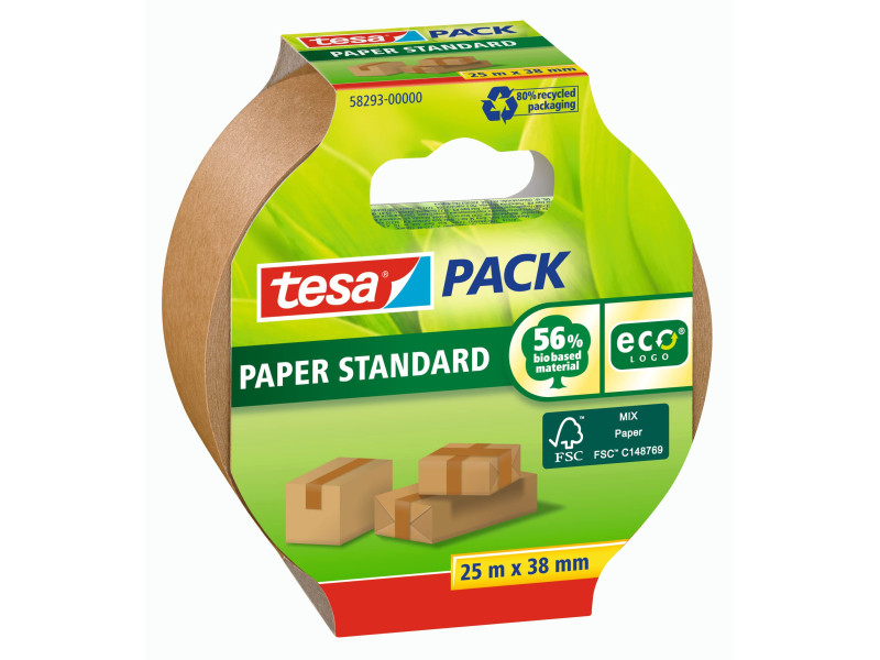 tesapack Ruban adhésif d'emballage PAPER ecoLogo, 38mm x 25m
