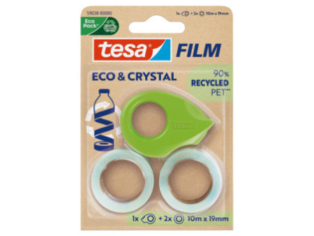 tesa Film ruban adhésif ECO & CRYSTAL + dévidoir, blister