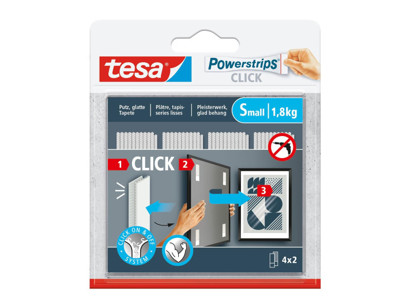 tesa Bande auto-agrippante Powerstrips CLICK, small, blanc
