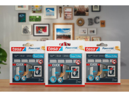 tesa Bande auto-agrippante Powerstrips CLICK, large, blanc