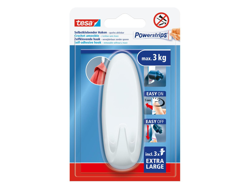 tesa Crochet Powerstrips EXTRA LARGE ovale, blanc