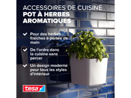tesa KITCHEN Pot pour herbes aromatiques, blanc