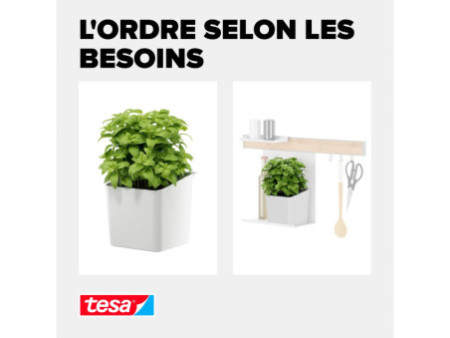 tesa KITCHEN Pot pour herbes aromatiques, blanc