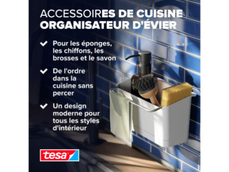 tesa KITCHEN Rangement pour évier, blanc