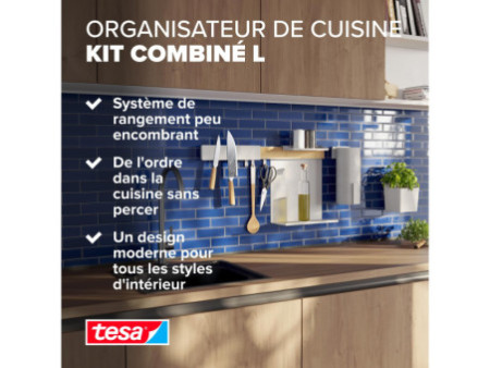 tesa KITCHEN Kit combi L, 8 pièces, blanc