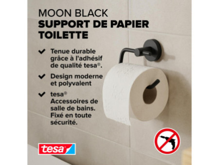 tesa Support rouleau de papier toilette MOON BLACK, noir