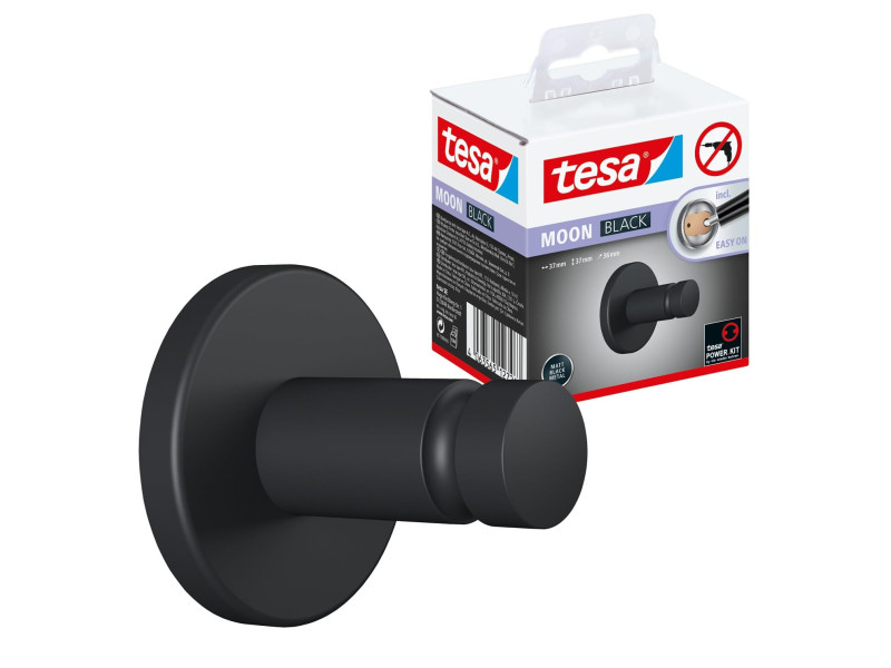 tesa Support de serviette de toilette MOON BLACK, noir