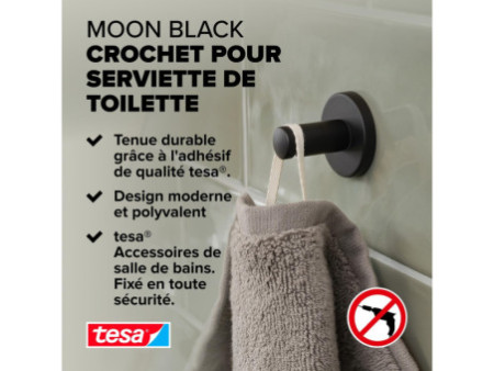 tesa Support de serviette de toilette MOON BLACK, noir