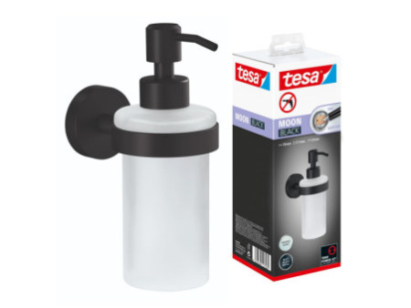 tesa Distributeur de savon MOON BLACK, verre satiné, noir