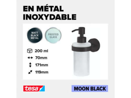tesa Distributeur de savon MOON BLACK, verre satiné, noir