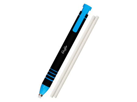 Läufer Stylo-gomme en plastique, 2 gommes de rechange, bleu