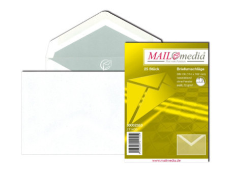 MAILmedia enveloppe Offset, C6, sans fenêtre, gommé, blanc