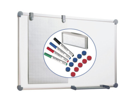 MAUL Tableau mural Blanc 2000 MAULpro, kit complet, gris