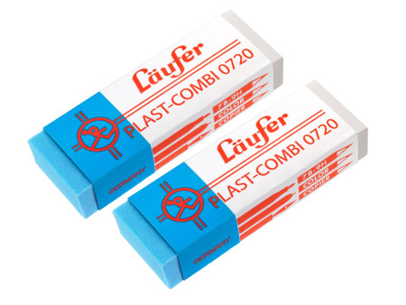 Läufer Gomme en plastique PLAST COMBI, carte blister de 2