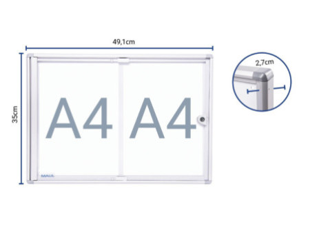 MAUL Vitrine d'affichage MAULextraslim, 2 x A4, aluminium