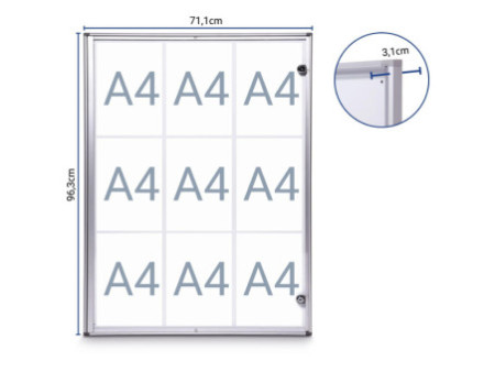 MAUL Vitrine d'affichage MAULextraslim, 9 x A4, aluminium
