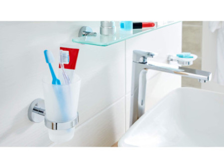 tesa Support pour verre à dents SMOOZ, avec colle, chromé