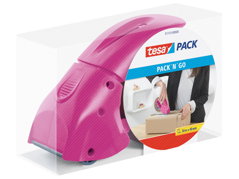 tesa tesapack Dévidoir 'pack 'n' go', équipé, rose