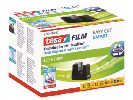 tesa Dévidoir de bureau Smart ecoLogo, équipé, noir