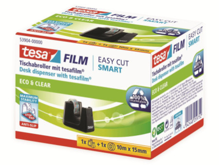 tesa Dévidoir de bureau Smart ecoLogo, équipé, noir