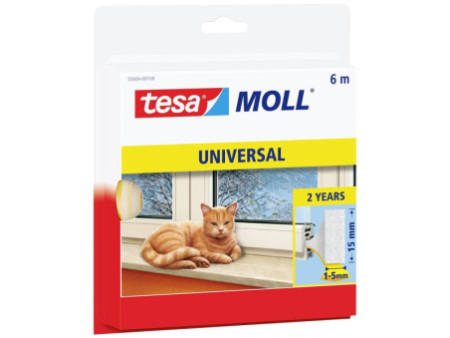 tesa Moll UNIVERSAL Calfeutrage mousse, 15 mm x 6 m, blanc