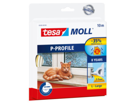 tesa Moll CLASSIC Calfeutrage caoutchouc profil P, blanc