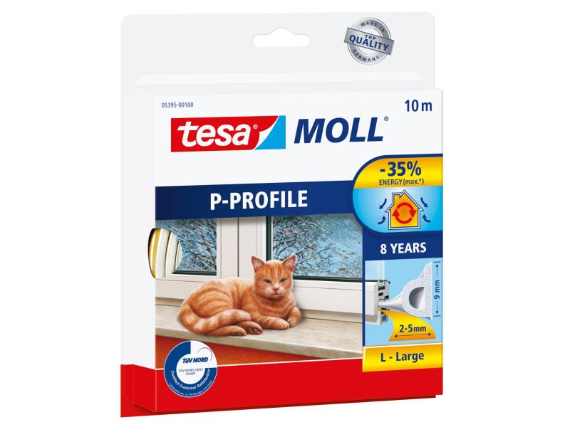 tesa Moll CLASSIC Calfeutrage caoutchouc profil P, blanc