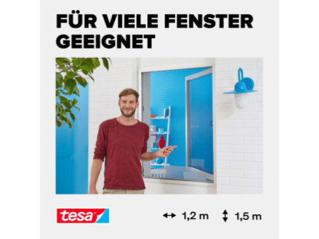 tesa Grille anti-mouche ALU COMFORT fenêtre, 1,00 m x 1,20 m