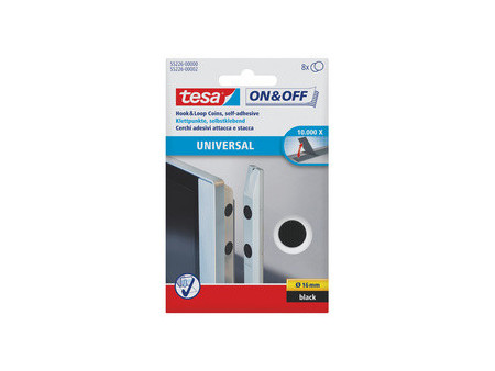 tesa On & Off Pastilles adhésives, set de 8, diamètre: 16 mm
