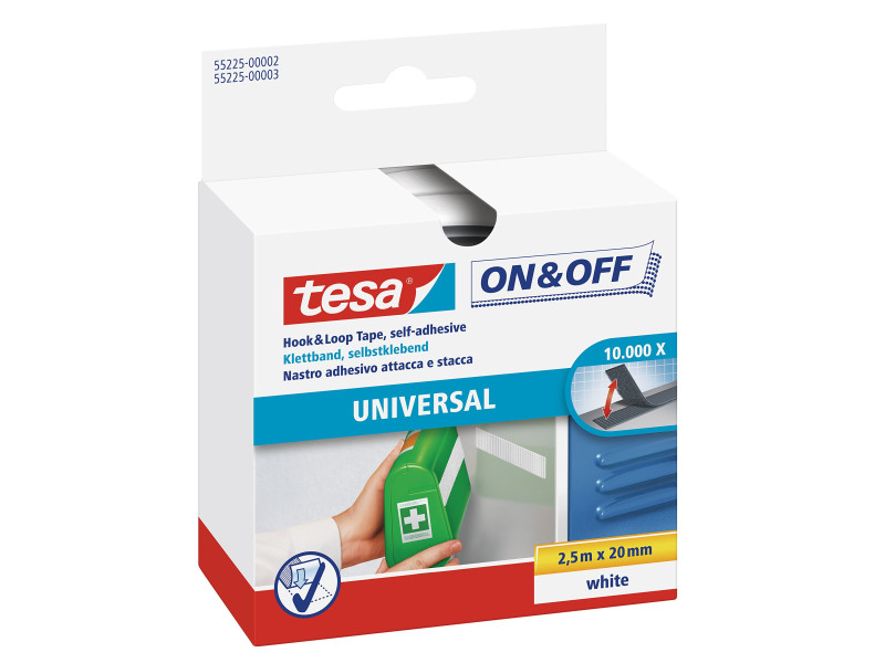 tesa On & Off Bande auto-agrippante, 20 mm x 2,5 m