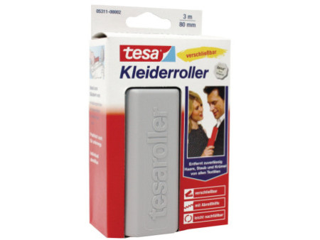 tesa Rouleau anti-peluches, 3 m x 80mm,avec mecanisme pliant