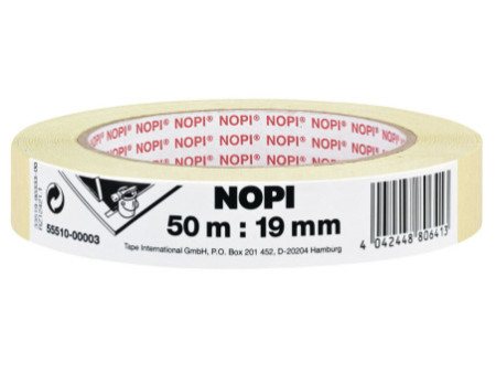 NOPI ruban de masquage en papier crêpé, 19 mm x 50 m, beige