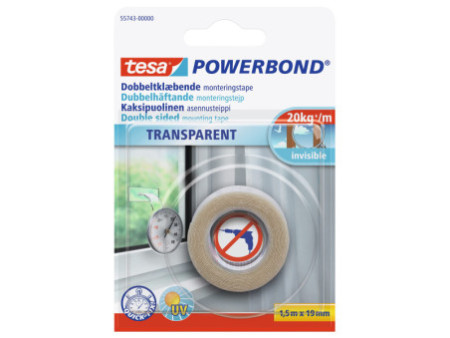 tesa Adhésif double face de montage Powerbond, transparent