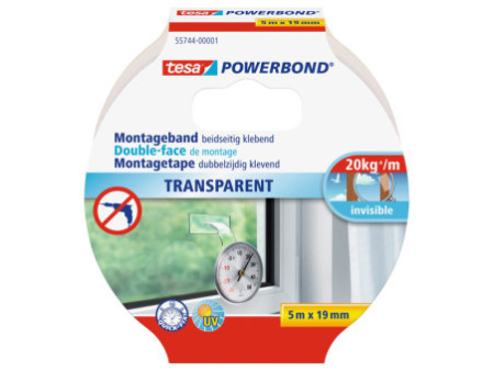 tesa Adhésif double face de montage Powerbond, transparent