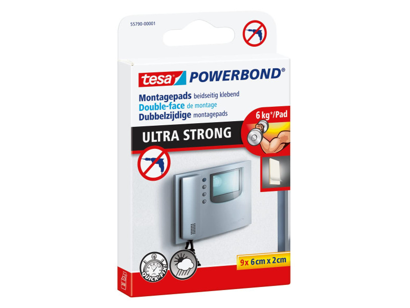 tesa Pastilles adhésives Powerbond double face, 20 x 60 mm