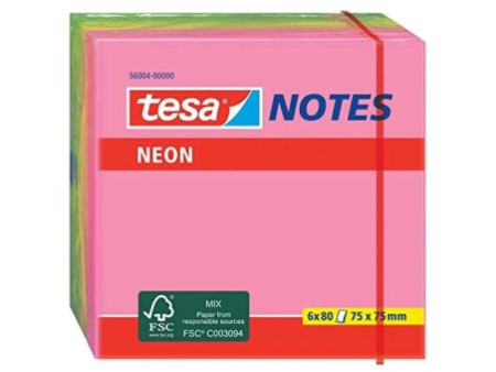 tesa Bloc de notes adhésives couleurs néon, 40 x 50 mm