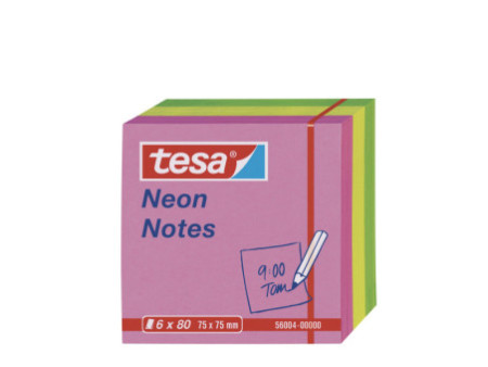 tesa Bloc de notes adhésives, couleurs néon, 75 x 75 mm