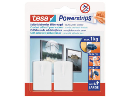 tesa Powerstrips Crochet adhésif pour cadre, blanc