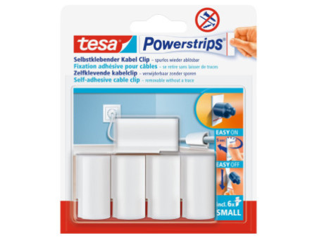 tesa Powerstrips Fixation adhésive pour câble, blanc