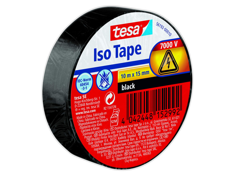 tesa Ruban isolant ISO TAPE, 15 mm x 10 m, noir