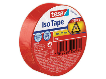 tesa Ruban isolant ISO TAPE, 15 mm x 10 m, rouge