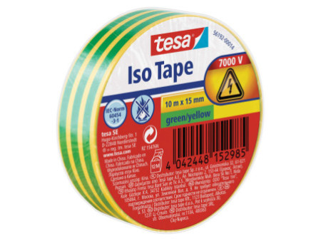 tesa Ruban isolant ISO TAPE, 15 mm x 10 m, vert / jaune