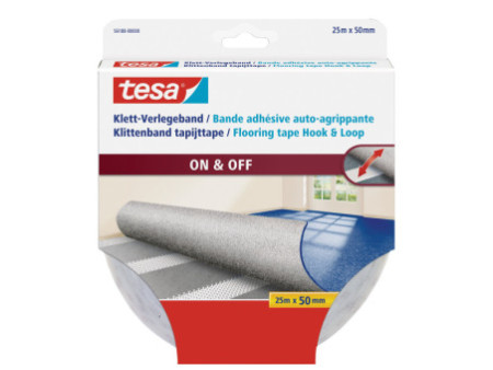 tesa Ruban adhésif pour tapis, auto-agrippant, 50 mm x 25 m